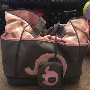 Pink & Grey Elephant Diaper Bag 💗🐘